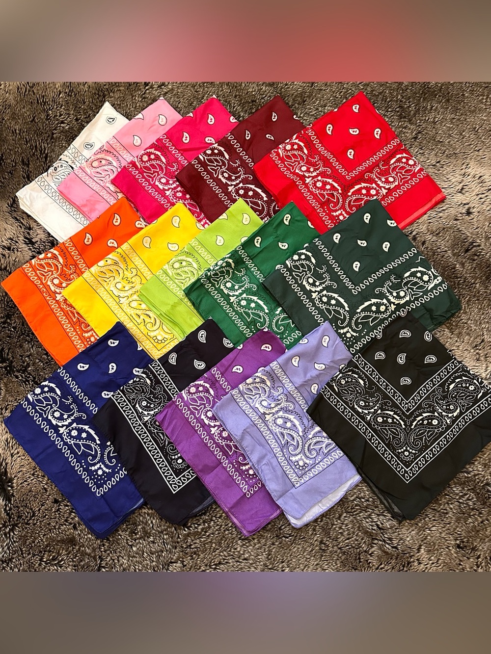15 Classic Paisley Bandanas - Assorted Colors